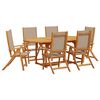 vidaXL Ensemble &agrave; Manger de jardin 7pcs bois d'acacia solide textil&egrave;ne