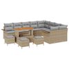 vidaXL Ensemble de canap&eacute; de jardin 13 pc Beige polyrotin