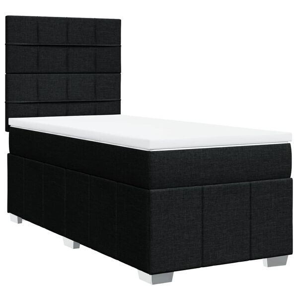 vidaXL Sommier &agrave; lattes de lit avec matelas Noir 90x190 cm Tissu