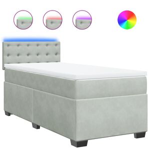 vidaXL Sommier &agrave; lattes de lit et matelas Gris clair 80x200 cm Velours