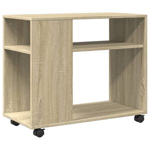 vidaXL Table d'appoint avec roues Ch&ecirc;ne sonoma bois d'ing&eacute;nierie