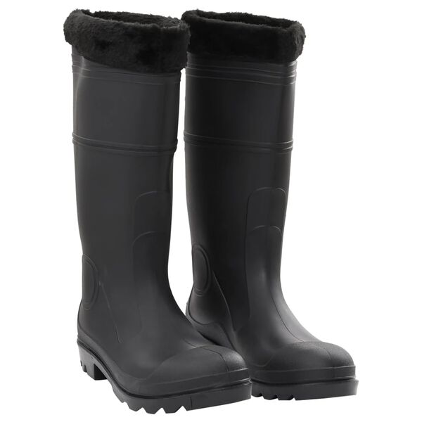 vidaXL Bottes de pluie avec chaussettes amovibles noir taille 45 PVC