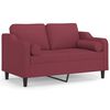 vidaXL Canap&eacute; 2 places avec oreillers bordeaux 120 cm tissu