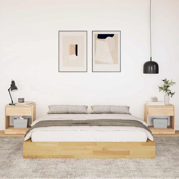 vidaXL Cadre de lit sans matelas 140x200 cm bois massif de chêne