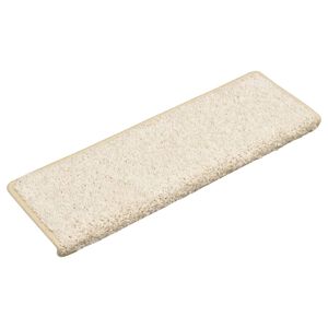 vidaXL Tapis d'escalier 15 pi&egrave;ces 65 x 21 x 4 cm Blanc Bord rectangulaire