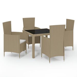 vidaXL Ensemble &agrave; manger d'ext&eacute;rieur 5 pcs coussins R&eacute;sine tress&eacute;e