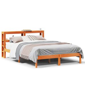 vidaXL Cadre de lit et t&ecirc;te de lit sans matelas cire marron 150x200 cm