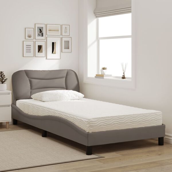 vidaXL Lit avec matelas Hvar taupe 100x200 cm tissu