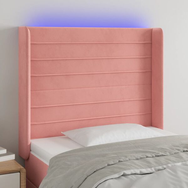 vidaXL T&ecirc;te de lit &agrave; LED Rose 93x16x118/128 cm Velours