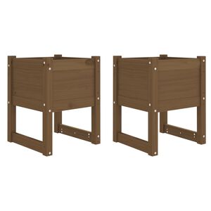 vidaXL Jardini&egrave;res 2 pcs Marron miel 40x40x52,5 cm Bois massif de pin