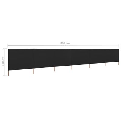vidaXL Paravent 6 panneaux Tissu 800 x 80 cm Noir