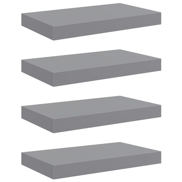 vidaXL &Eacute;tag&egrave;res murales flottantes 4 pcs Gris 40x23x3,8 cm MDF
