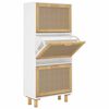 vidaXL Armoire &agrave; chaussures Blanc 52x25x115 cm Bois d'ing&eacute;nierie/rotin