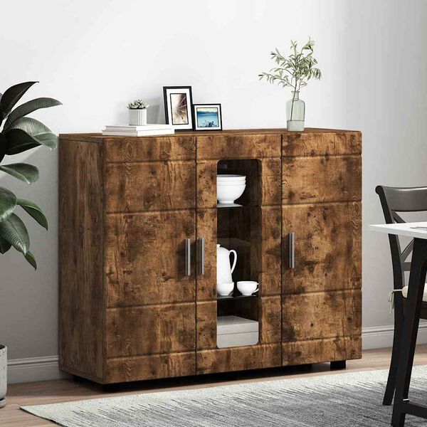 vidaXL Cabinet en Bois avec stockage Ch&ecirc;ne fum&eacute; 88,5 x 30,5 x 73 cm