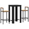 vidaXL Ensemble de bar jardin 3 pcs noir poly rotin/bois massif acacia