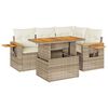 vidaXL Salon de jardin avec coussins 5 pcs beige r&eacute;sine tress&eacute;e acacia