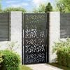 vidaXL Portail de jardin noir 100x175 cm en acier avec motif feuille