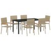 vidaXL Ensemble de salle &agrave; manger pour jardin 7 pcs Beige polyrotin