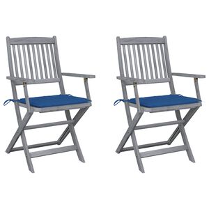 vidaXL Chaises pliables d'ext&eacute;rieur lot de 2 et coussins Bois d'acacia