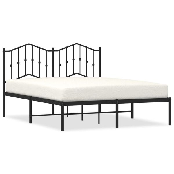 vidaXL Cadre de lit m&eacute;tal sans matelas avec t&ecirc;te de lit noir 140x190cm