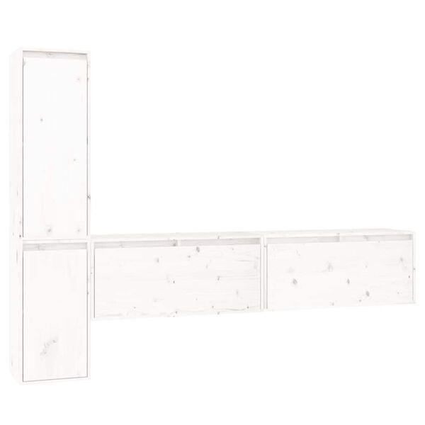 vidaXL Meubles TV 4 pcs Blanc Bois massif de pin