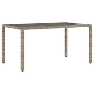 vidaXL Table de jardin dessus en verre Gris 150x90x75cm R&eacute;sine tress&eacute;e