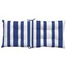 vidaXL Coussins de chaise &agrave; dossier bas lot de 2 rayures bleu/blanc