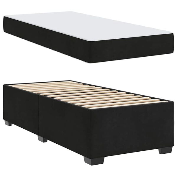 vidaXL Cadre de lit avec matelas Noir 90 x 190 cm tissu