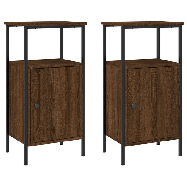 vidaXL Tables de chevet 2 pcs ch&ecirc;ne marron 41x31x80 cm bois ing&eacute;nierie