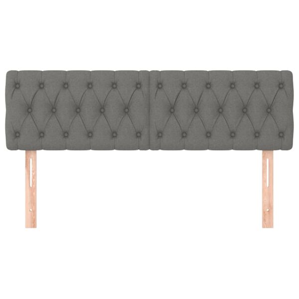 vidaXL T&ecirc;tes de lit Gris fonc&eacute; 160x7x78/88 cm Tissu