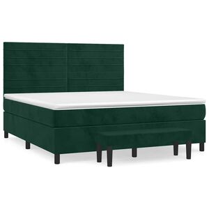 vidaXL Sommier &agrave; lattes de lit et matelas Vert fonc&eacute; 180x200cm Velours