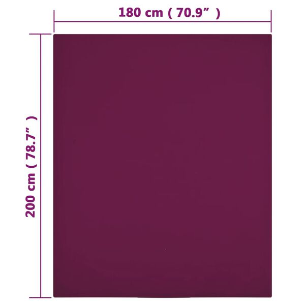 vidaXL Draps-housses Jersey 2 pcs Bordeaux 180x200 cm Coton