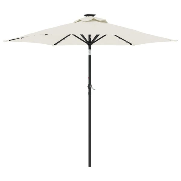 vidaXL Parasol de jardin avec LED et m&acirc;t en acier blanc 225x225x212 cm