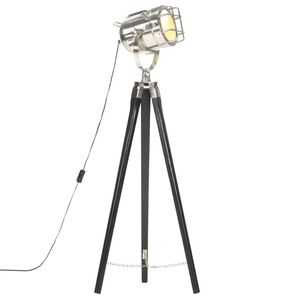 vidaXL Lampadaire &agrave; tr&eacute;pied Noir Bois de manguier massif 97 cm