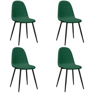 vidaXL Chaises &agrave; manger lot de 4 Vert fonc&eacute; Velours