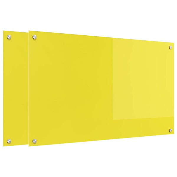 vidaXL Protection de cuisine 2 pcs Jaune 100 x 60 cm verre tremp&eacute;