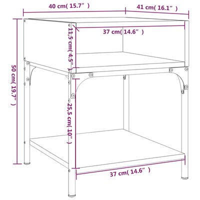 vidaXL Table de chevet chêne fumé 40x41x50 cm bois d'ingénierie