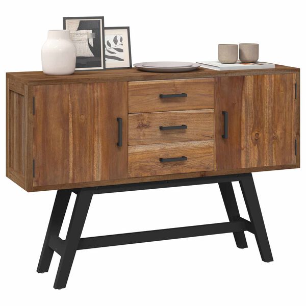 vidaXL Meuble TV Naturel 110 x 30 x 75 cm Bois de teck massif