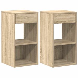 vidaXL Tables de chevet avec tiroir 2 pcs ch&ecirc;ne sonoma 35x34x66,5 cm