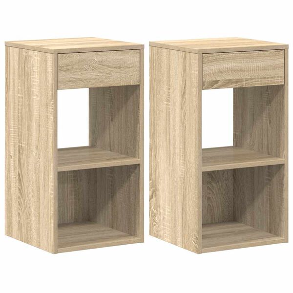 vidaXL Tables de chevet avec tiroir 2 pcs ch&ecirc;ne sonoma 35x34x66,5 cm