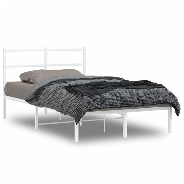 vidaXL Cadre de lit m&eacute;tal sans matelas et t&ecirc;te de lit blanc 120x200 cm