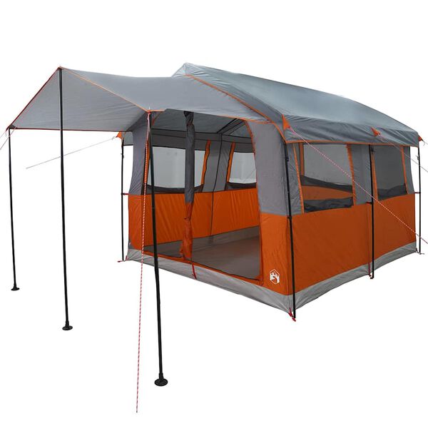 vidaXL Tente familiale avec toit Gris et orange 324 x 255 x 230 cm