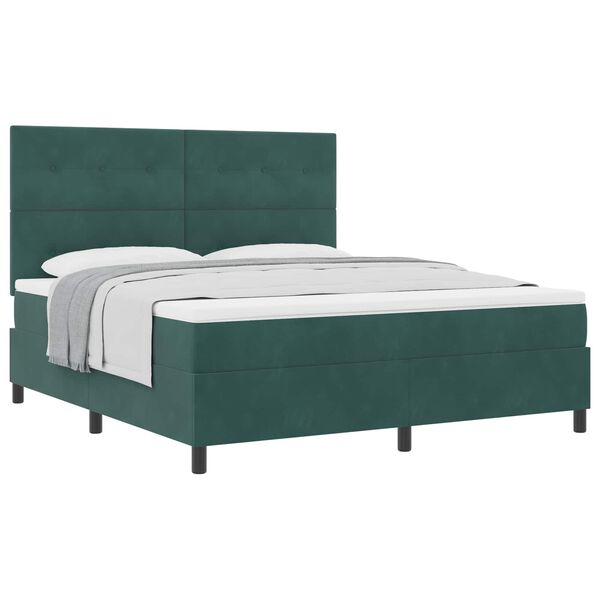 vidaXL Lit &agrave; ressorts avec matelas Vert fonc&eacute; 180 x 200 cm tissu