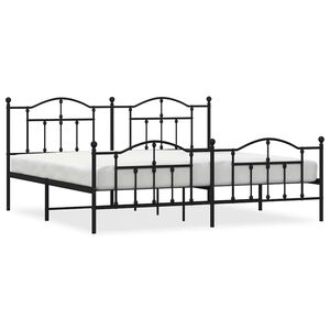 vidaXL Cadre de lit m&eacute;tal sans matelas avec pied de lit noir 193x203cm