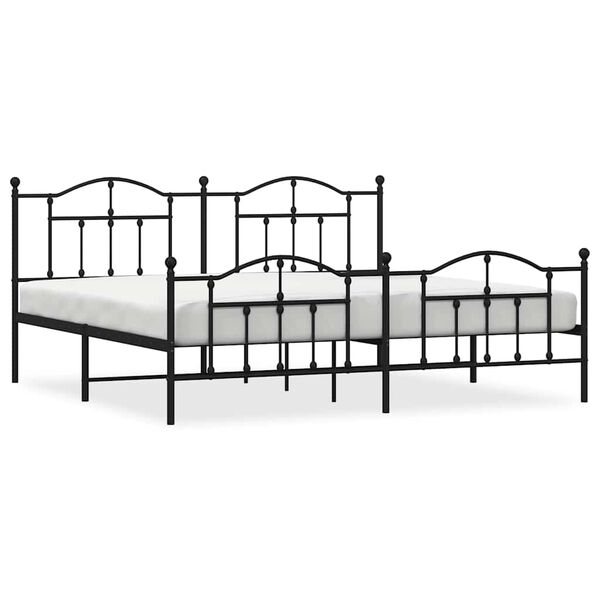 vidaXL Cadre de lit métal sans matelas avec pied de lit noir 193x203cm