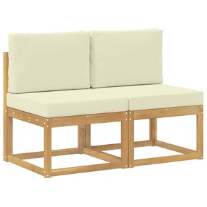 vidaXL 2 Pi&egrave;ce Sofa de milieu ext&eacute;rieur Bois d'Acacia Massif Blanc