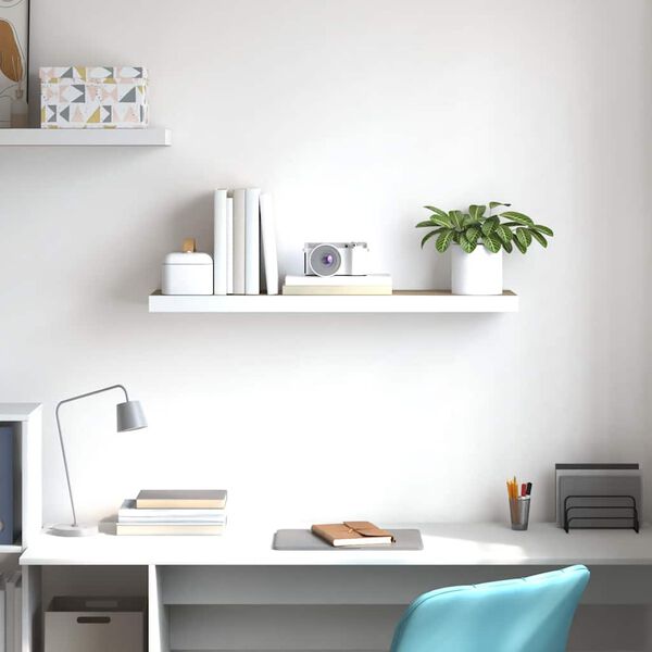 vidaXL &Eacute;tag&egrave;re flottante murale ch&ecirc;ne et blanc 80x23,5x3,8 cm MDF