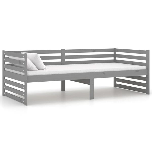 vidaXL Lit de repos avec matelas 90x200 cm Gris Bois de pin massif