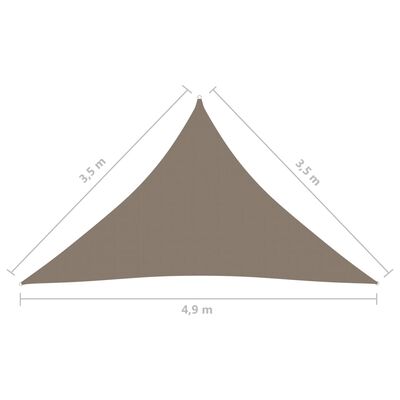 vidaXL Voile de parasol tissu oxford triangulaire 3,5x3,5x4,9 m taupe