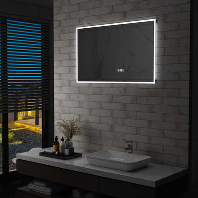 vidaXL Miroir à LED et capteur tactile et affichage d'heure 100x60 cm